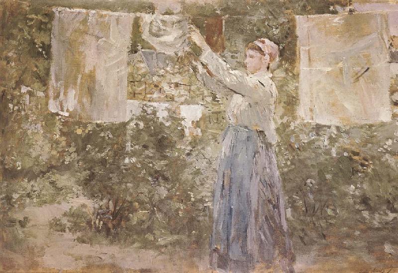 Berthe Morisot The woman Air dress oil painting image